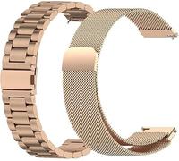 2 pulseras compatibles con pulsera Garmin Bounce 2 de 22 mm, malla tejida de metal y acero inoxidable, correa de repuesto para negocios, Eine Grösse, Acero inoxidable, 0