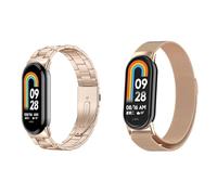 2 pulseras compatibles con Xiaomi Smart Band 10, malla de metal, acero inoxidable, correa de repuesto para Xiaomi Mi Band 10/9/8, Eine Grösse, Acero inoxidable, No es una piedra preciosa