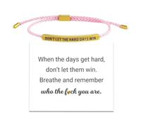 2 pulseras con texto en inglés "Don't Let The Hard Days Win", "Remember Who You", pulsera de fuerza B de tubo motivacional, pulsera B ajustable tejida a mano, pulsera B inspiradora, regalos de joyería