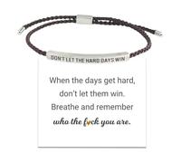 2 pulseras con texto en inglés "Don't Let The Hard Days Win", "Remember Who You", pulsera de fuerza B de tubo motivacional, pulsera B ajustable tejida a mano, pulsera B inspiradora, regalos de joyería