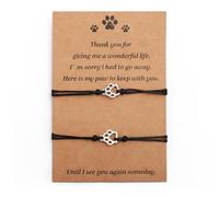 2 Pulseras Conmemorativas para Perros y Gatos, Regalos Conmemorativos para Mascotas Regalo de Simpatía Pulseras de la Amistad con Huellas de Patas para Amantes de los Perros Regalos de Recuerdo