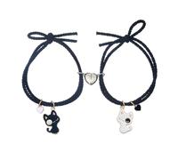 2 pulseras de corazón para parejas para mujeres y hombres, pulseras de amistad, ajustables, tejidas a mano, para el día de San Valentín, joyería de regalo, Zinc, No es una piedra preciosa