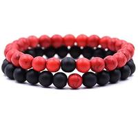 2 pulseras de piedra natural unisex para adultos, moda de 8 mm, lava rock, chakra, cuentas elásticas de ágata esmerilada, regalo (B, 7-7,5 pulgadas) Convenient and Practical