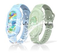 2 pulseras de silicona impermeables para Samsung Galaxy SmartTag2, diseño de dibujos animados de dinosaurios y ballenas, apto para niños, protección ajustable, Silicona