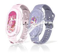 2 pulseras de silicona impermeables para Samsung Galaxy SmartTag2, diseño de dibujos animados de dinosaurios y ballenas, apto para niños, protección ajustable