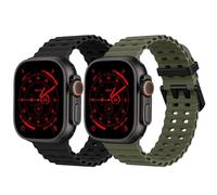 2 pulseras de silicona Ocean - Compatible con Apple Watch Ultra 2/Ultra 49 mm 46 mm 45 mm 44 mm, pulsera deportiva de silicona suave para iWatch Ultra 2, iWatch Ultra Series 10 SE/9/8/7/6/5/4/3/2/1