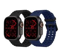 2 pulseras de silicona Ocean - Compatible con Apple Watch Ultra 2/Ultra 49 mm 46 mm 45 mm 44 mm, pulsera deportiva de silicona suave para iWatch Ultra 2, iWatch Ultra Series 10 SE/9/8/7/6/5/4/3/2/1