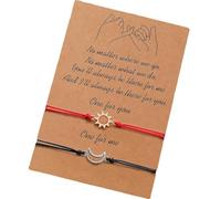 2 pulseras de sol y pareja, accesorio que simboliza el amor eterno con diseño negro para expresión romántica, aniversario, talla única, como se describe