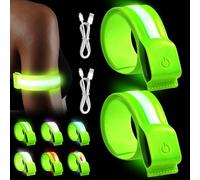2 pulseras LED recargables, 40 cm × 3,8 cm, reflectiva LED, 5 colores, 3 modos de luz, banda reflectante USB, cinta reflectante de seguridad nocturna para correr, correr (verde)