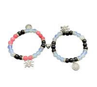 2 pulseras magnéticas de corazón para parejas, arañas de Halloween, pulseras a juego, cuerda de mano, cuentas elásticas, cadena de muñeca, 18cm, Plástico/resina