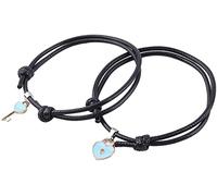 2 pulseras magnéticas para mujer y hombre, llave y cerradura de amor atracción pulsera a juego regalos para amante para novio novia mejor amiga, azul