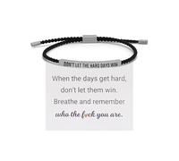 2 pulseras para mujer con texto en inglés "Dont Let The Hard Days Win", ajustables, trenzadas, hechas a mano, tubo de acero inoxidable grabado, pulsera inspiradora para mujeres y hombres, regalos de