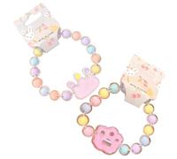 2 pulseras para niñas, pulseras de cuentas multicolor con bonita pata de gato y corona de dibujos animados, joyería de disfraz de princesa