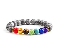 2 pulseras trenzadas ajustables con cuentas de piedra natural para hombre, 8 mm, lava, elástica, para mujer, piedra Picasso