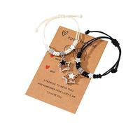 2 pulseras trenzadas de pentagrama hechas a mano con tarjeta, elegante cadena de muñeca ajustable tejida a mano para mujer