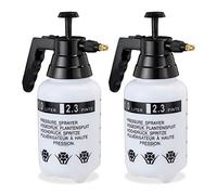2 Pulverizadores Agua Presión, Boquilla Ajustable, Vaporizador para Plantas, Jardín, 1 l, PE-Latón, Negro