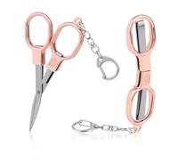 2 Pzs Mini Tijeras Plegables de Acero Inoxidable con Llavero Cortadores Portátiles para Viajes Hogar Oficina Costura y Manualidades (Oro Rosa)