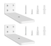 2 Pzs Soporte Estanteria Pared, 12,7 cm Soporte Balda Flotante de Madera, Escuadras Para Estanterias Metalicas Invisibles, L Soporte Baldas Pared Industrial con Tornillos (Blanco)