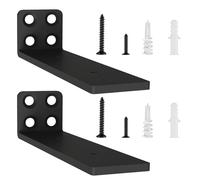 2 Pzs Soporte Estanteria Pared, 15 cm Soporte Balda Flotante de Madera, Escuadras Para Estanterias Metalicas Invisibles, L Soporte Baldas Pared Industrial con Tornillos (Negra)