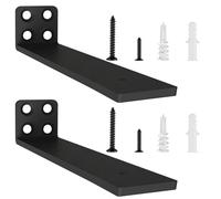 2 Pzs Soporte Estanteria Pared, 30 cm Soporte Balda Flotante de Madera, Escuadras Para Estanterias Metalicas Invisibles, L Soporte Baldas Pared Industrial con Tornillos (Negra)