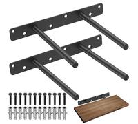2 Pzs Soporte Estanteria Pared Flotante, Soportes Estanterias Pared Flotantes, Soportes para Estantes de Pesados, Soporte Estantes Invisibles, Escuadra para Estanterías (Negro, 150 mm)