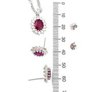 2 quilates de joyería fina hecha a mano con diamantes rojos de rubí auténtico, aretes de tuerca de princesa Diana, aretes de tuerca de oro blanco de 18 quilates, joyería de plata, piedra natal de