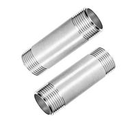 2 racores de tubería de SS 304, rosca macho BSPT de 1-1/4", longitud 200 mm | Tubo de extensión, tubo duradero de fundición con boquilla de acero inoxidable 304 para conexiones compresores aire plomería