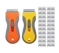 2 rascadores de limpieza de horno, herramienta de limpieza multiusos con 20 unidades de repuesto para limpieza de vitrocerámica, vidrio, calcomanía, eliminación de papel pintado, etiquetas,