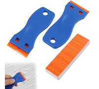 2 raspadores de plástico, cuchillas de afeitar para eliminar pegatinas, restos de pegamento, vinilo, viñetas, suciedad de cristal, ventanas, coche, con 100 cuchillas de repuesto, rasqueta de plástico