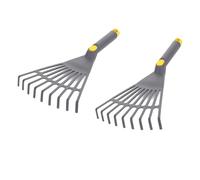 2 rastrillos ergonómicos, diseño fuerte y ligero, ideal para macizos de flores y césped, cuidado de plantación, follaje, fácil de usar, rastrillos de mano de agarre cómodo