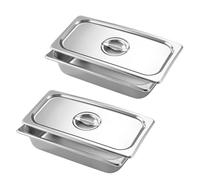 2 recipientes de acero inoxidable 1/3 con tapa, juego de 2 piezas, recipientes gastronorm con tapa, 32,5 x 17,5 x 6,5 cm, recipiente grande para frutas y verduras, metal rectangular