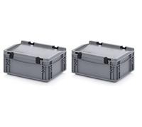 2 recipientes europeos de 30 x 20 x 13,5 cm con tapa con bisagra, incluye 2 metro plegable.