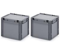 2 recipientes europeos de 40 x 30 x 33,5 cm con tapa con bisagra, incluye metro plegable gratis, juego de 2 unidades