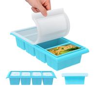 2 recipientes para congelar sopa, de silicona Souper Cube con tapa, vasos de cubitos de hielo extragrandes, recipientes apilables para congelar sopas, sopa de congelación, cubo de hielo, caldo (4