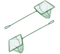 2 redes cuadradas pequeñas para peces de acuario, red de pesca de malla fina con mango largo para camarones, Guppy, Betta, limpieza de tanques (5.5 pulgadas)
