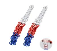2 redes de baloncesto, red de baloncesto de 3 colores, resistente a la intemperie, red de repuesto para canasta de baloncesto, tamaño estándar, para todo tipo de climas, para interiores y exteriores