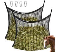 2 redes de heno para caballos: 60 x 90 cm, red de heno de granja, red de heno para caballos con 4 mosquetones, red de alimentación para 8 kg de heno, bolsa de heno, saco de heno, tiempo de