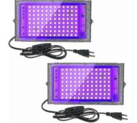 2 reflectores LED UV de 100 W, luz negra, IP65, impermeables, lámpara LED ultravioleta, iluminación