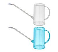 2 Regaderas,Minging 1 litro Regadera Bonsai con Pico Largo de Acero Inoxidable Regadera Regadera Extraíble Regadera Bonsai Pequeña Interiores y Exteriores Regadera de Plástico (Blanco y Azul)