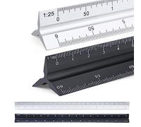 2 reglas de escala: 30 cm de longitud triangular, de aluminio, 1:20, 1:25, 1:50, 1:75, 1:100, 1:150/1:100, 1:200, 1:250, 1:300, 1:400, 1:500, juego de reglas para Ingenieros Archivos estudio