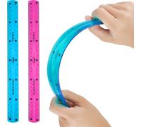 2 reglas flexibles, 30 cm, regla de plástico inastillable, regla recta suave y flexible, regla transparente para niños y adultos, escuela, aula, oficina (morado + azul)
