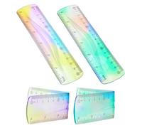 2 reglas flexibles de 15 cm, multicolor y transparente, irrompibles y flexibles para niños, escuela, oficina y hogar