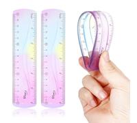 2 reglas flexibles de plástico de color de 6 pulgadas, regla flexible suave, regla irrompible, regla de borde recto, regla de bolsillo colorida para escuela, aula, oficina, niños y adultos