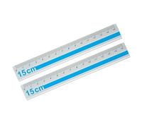 2 reglas rectas de 15 cm con aluminio a escala transparente para dibujo de ingeniería y uso diario, escuela portátil