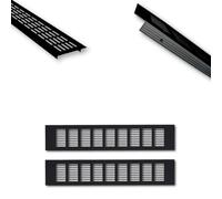 2 rejillas de ventilación de aluminio, color negro, 40 x 8 x 1,2 cm para una ventilación ideal, rejillas de ventilación para cocina, baño, inodoro, garaje y salón, rejilla de ventilación