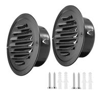 2 Rejillas de Ventilacion Exterior Redonda Cubierta de Ventilación de Acero Inoxidable para 70 80 100 120 150 160 180 200 mm Ventilaciones de Aire, Campana de Ventilación, Color Negro(150 mm/6in)