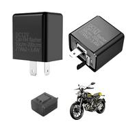 2 Relé Intermitente Dos Polos, Relé Intermitentes LED Moto, 2 pine 12V Universal Moto, Compatible con Indicadores LED, Frecuencia de Destello Ajustable, Protección Contra Cortocircuitos