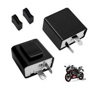 2 relés intermitentes de 12 V y 2 pines, relé intermitente LED, indicador ajustable para motocicleta y coche, motocicleta universal, impermeable, sin hiperparpadeo (negro)