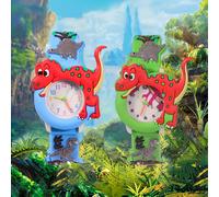 2 relojes de cuarzo con diseño de dinosaurios, funcionan con pilas, no son resistentes , un regalo lleno de