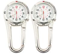 2 relojes de mosquetón, pantalla luminosa de 24 horas, reloj de clip de metal, 3 x 1.5 x 0.4 pulgadas, ligero, equipo deportivo al aire libre para mochila, escalada en roca, senderismo